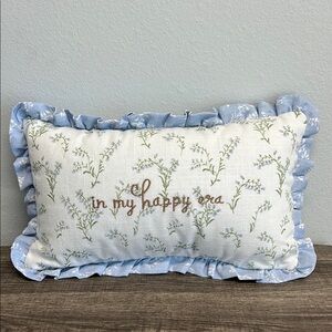 Moss & Willow | Floral Embroidered Pillow “In My Happy Era” Home Decor 🩵